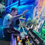 Artista plástico Diego Mendonça participa da Expo Cristã com ‘live painting’ (pintura ao vivo) no stand da Universal Music Gospel